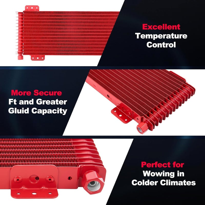 TEMSONE low pressure drop trans cooler,40k Transmission Oil Cooler LPD47391 Compatible with tru cool Heavy Duty 40,000 GVW Max - low pressure drop trans cooler - Red - Image 4